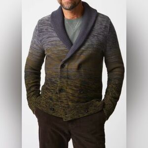$398 NWT Billy Reid Gradient Stripe Cardigan XS Gray Men's Shawl Collar Sweater